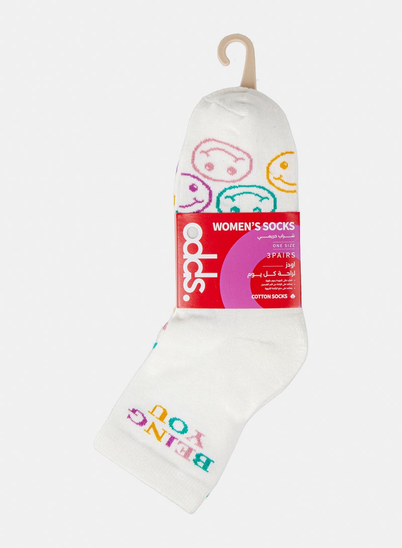 Odds Women's Pack of 3 Half Terry High L-Shape Patterned Socks - Image 5